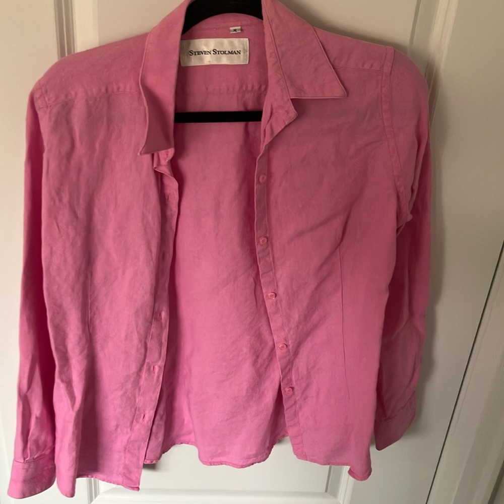 Linen Steven Stollman Pink Button-Up Shirt